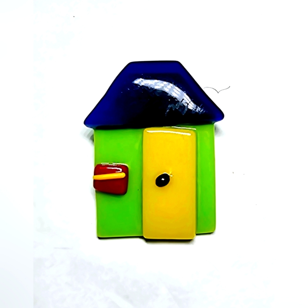 Lucinda designs glass school house pin brooch